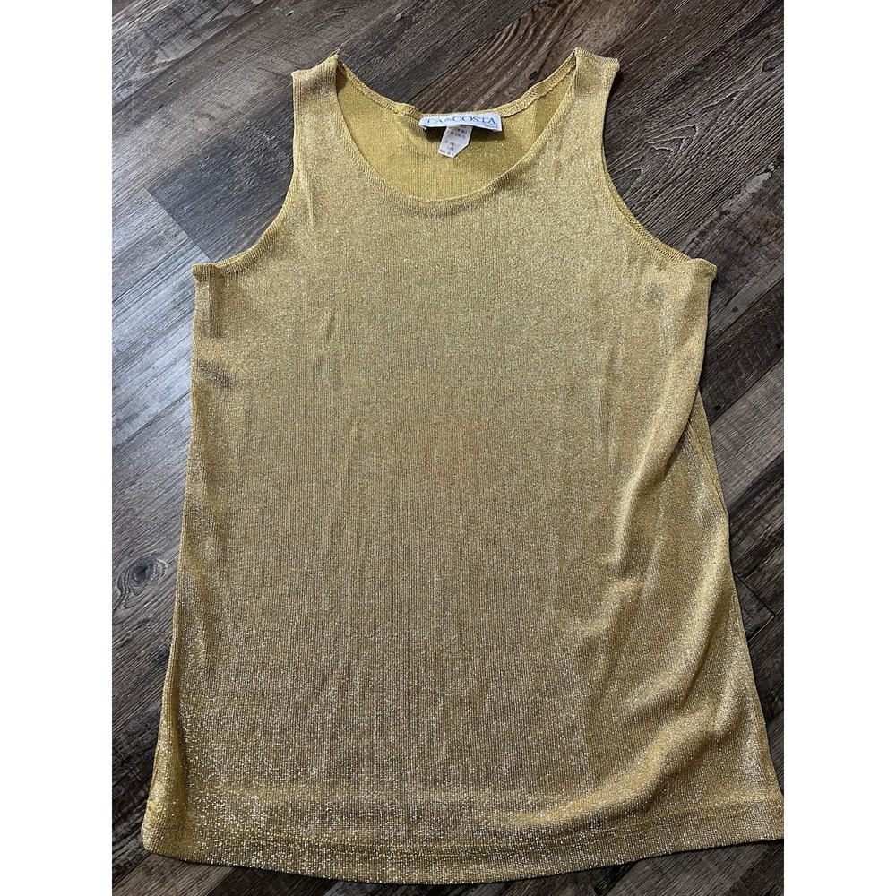 The La Costa Spa California Vintage Gold Metallic Knit‎ Tank Sz L